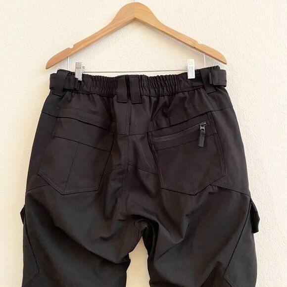 Gerry Pants Mens Large Black Cargo Snow Ski Grid Fleece Lined Zip Pockets - Picture 5 of 11
